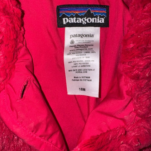 Patagonia Kids Bright Pink Fuzzy Jacket - Picture 2 of 4